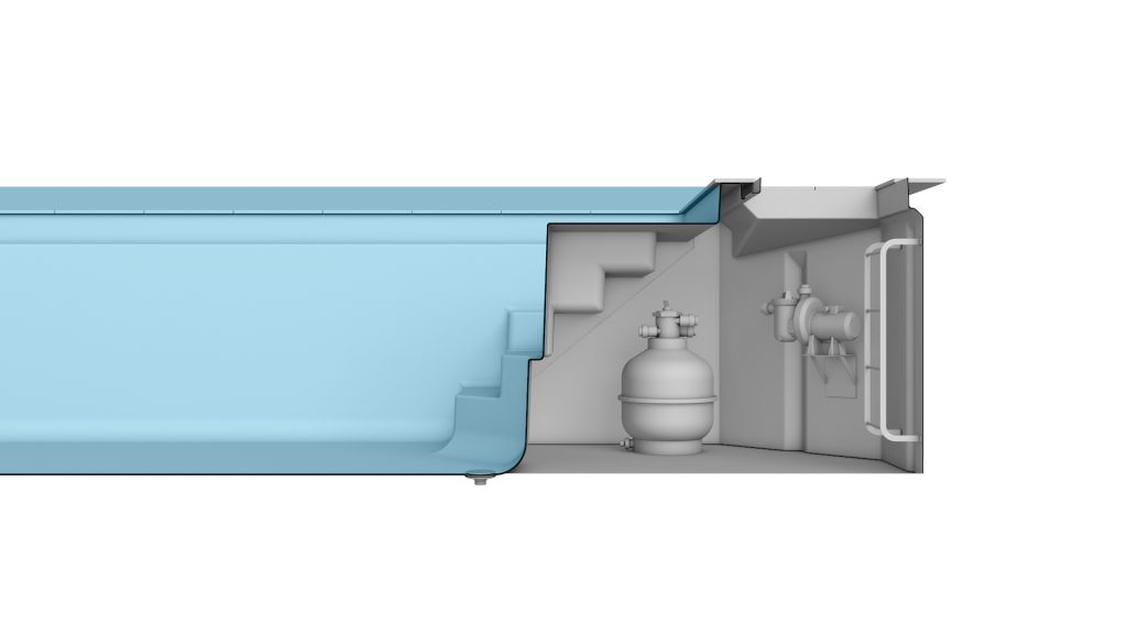 Merkmal MSC - das optionale Modulschacht-System ist eine geräumige Technikschacht Lösung direkt beim Pool