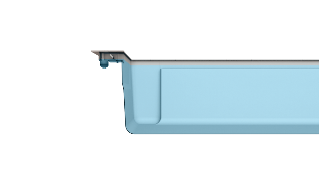 Merkmal LEIPO flatSKIM II - eine formschöne Skimmervariante und ermöglicht eine 7 cm hohe Wasserkante. 