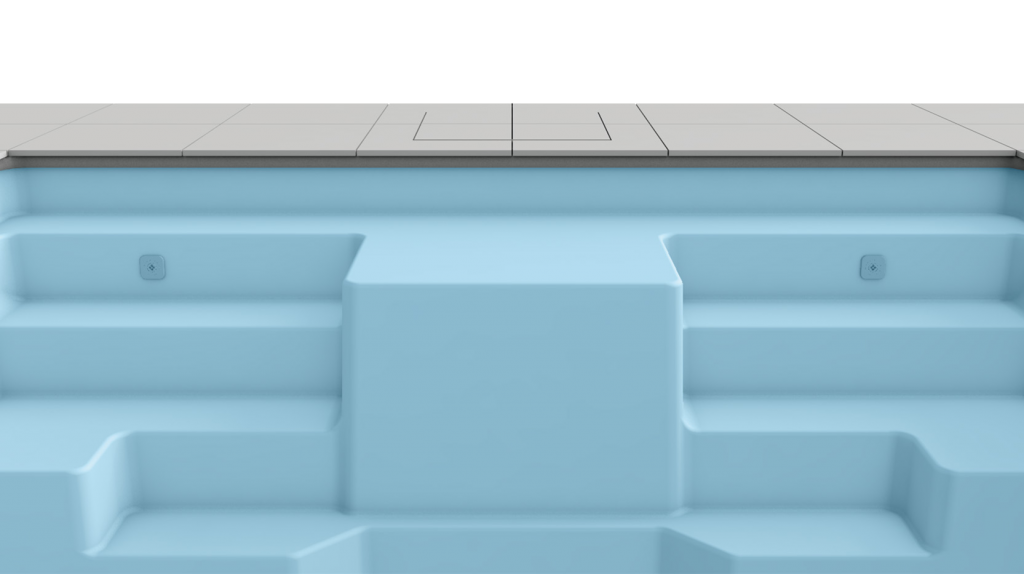 Merkmale eines Leidenfrostpools 2 Merkmal Flatzone - die im Einstiegsbereich integrierte Flachwasserzone ermöglicht einen bequemen Einstieg.